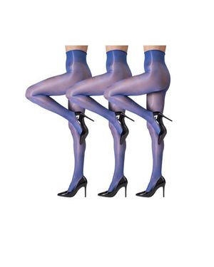 LECHERY 5-Pack Glossy Semi-Sheer Opaque Ladder Resistant Party Evening Tights For - Blue