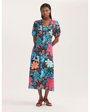 Finery London Sarah Floral Button Down Midi Dress - White