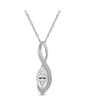 Julianna B Moissanite Wave Drop Pendant Necklace - Metallic