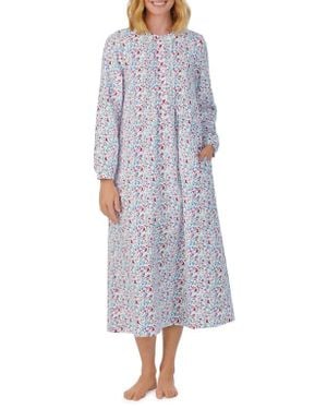 Lanz of Salzburg Ballet Long Sleeve Flannel Nightgown - Gray