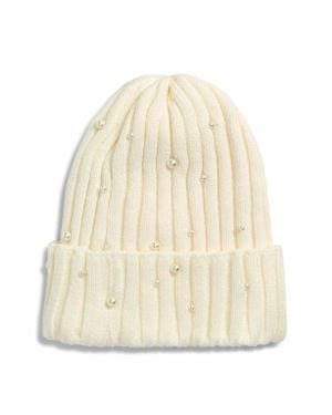 Tasha Faux Pearl Stud Beanie - Natural