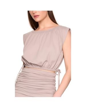Susana Monaco Drawstring Waist Crop Top - Pink