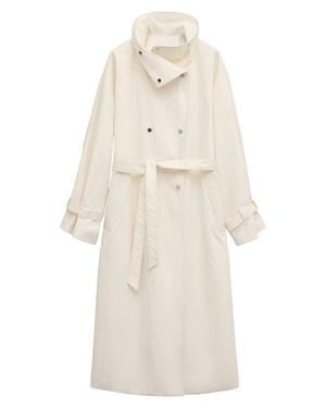 Mango Funnel Neck Oversize Cotton Blend Trench Coat - Natural