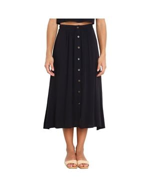 Petal & Pup Ava Button Front Midi Skirt - Black