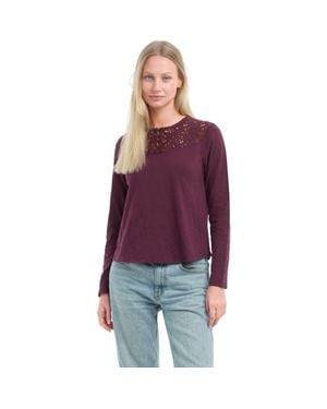 Wilt Lace Yoke Henley Tee - Red