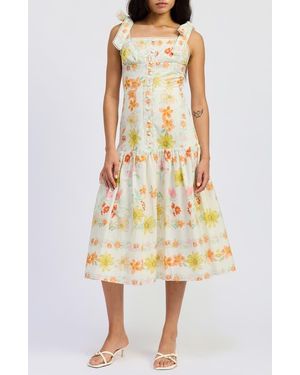 JACQUIE THE LABEL Lauryn Tie Strap Midi Dress - Yellow