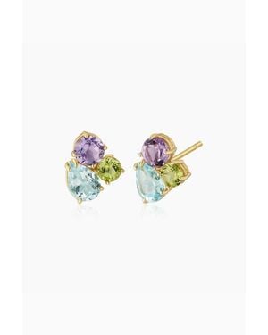 Oradina 14K Regal Cluster Studs - Blue
