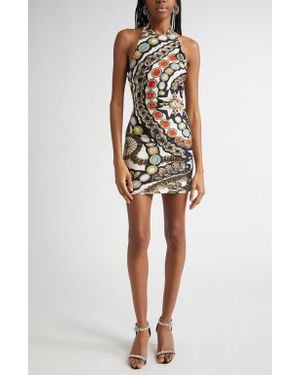 Area Gemstone Chain Print Minidress - Multicolor