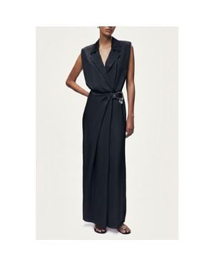 Nocturne Embellished Belt-Detail Maxi Dress - Blue