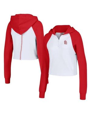 Lusso St. Louis Cardinals Jane Raglan Quarter-Zip Tri-Blend Cropped Pullover Hoodie - Red