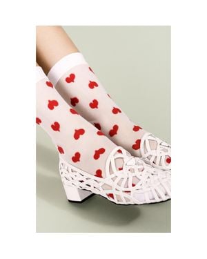 Hansel From Basel Marnie Sheer Crew Socks - Red
