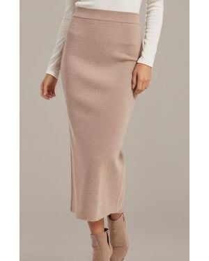 Modenaire Soft Stretch Knit Midi Skirt - Natural