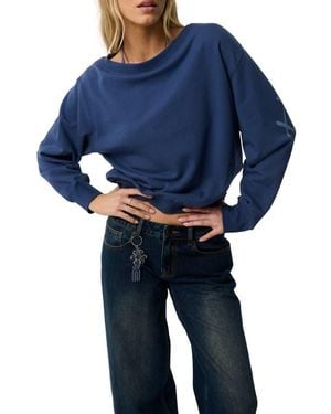 Rip Curl Archive Off The Shoulder Sweatshirt - Blue