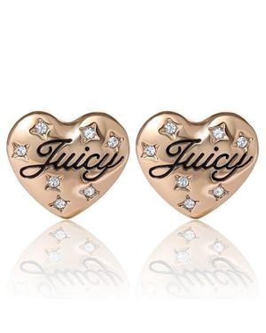 Juicy Couture Crystal-Embellished Heart Stud Earrings - Metallic