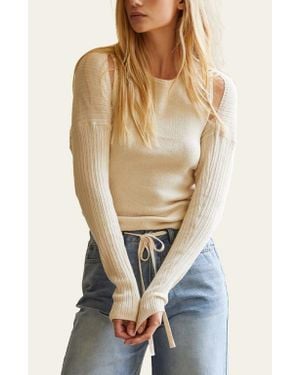 Crescent Two Piece Bolero Set Knit Top - Natural