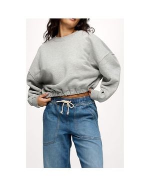 nuuds Cinch Waist Fleece Sweatshirt - Gray