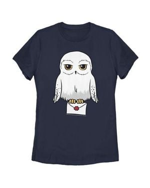 Harry Potter Cartoon Hedwig Letter Graphic T-Shirt - Blue
