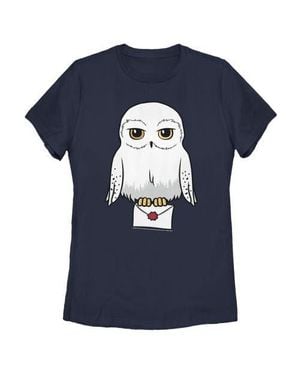 Harry Potter Cartoon Hedwig Letter Graphic T-Shirt - Blue