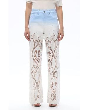 Bayeas Eyelet High Waist Wide Leg Jeans - Blue