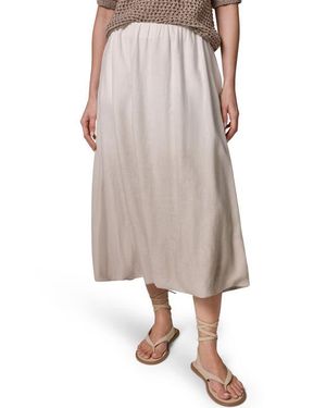 Donna Karan Dip Dye Bubble Hem Linen Blend Midi Skirt - Natural