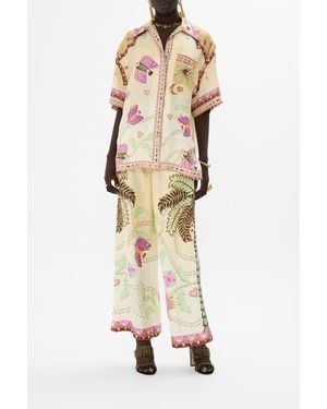 CAMILLA Oversized Shirt With Pocket Aswan Abstract - Natural