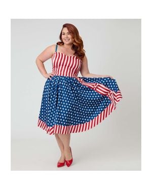 Unique Vintage Plus Size 1960S Rye Swing Skirt - Blue