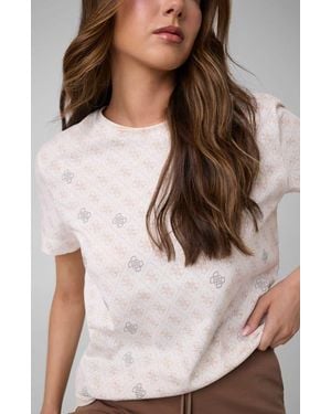 Guess 4G Rhombus Studded Logo T-Shirt - White
