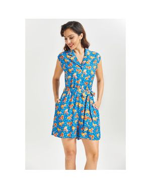 ModCloth Read It & Steep Romper - Blue