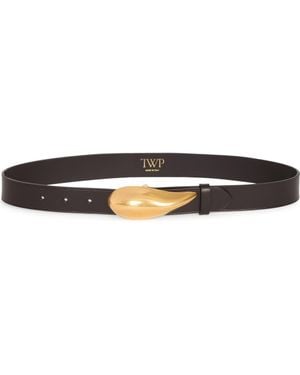 Twp Molded Mussel Buckle Leather Belt - Black