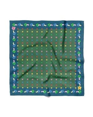 Centinelle Mushroom Floral Cotton Silk Bandana - Green
