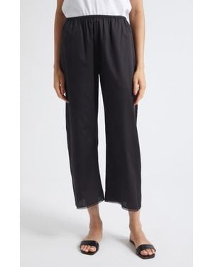 Leset Yoko Lace Hem Crop Cotton Pants - Blue