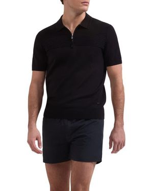 Bugatchi Cruz Print Swim Trunks - Black