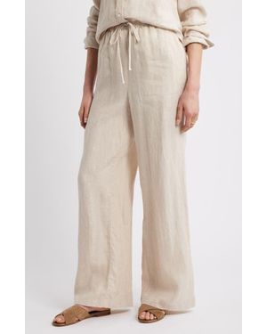 Caslon Easy Wide Leg Linen Pants - Natural