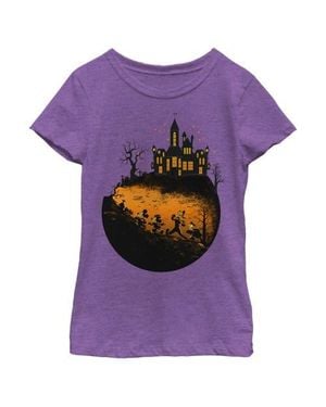 Mickey & Friends Girl's Walking Towards Haunted Mansion T-Shirt - Purple
