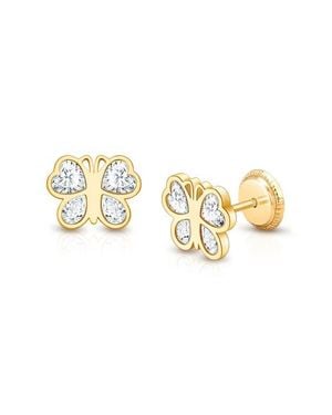 Tiny Blessings 14K Lovely Butterfly Studs Screw Back Earrings - Metallic