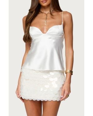 Edikted Jema Cupped Satin Camisole - White