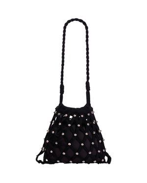 Sandro Studded Net Mesh Bag - Black