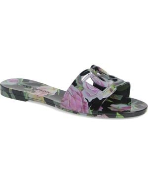 Dolce & Gabbana Bianca Interlock Slide Sandal - Black