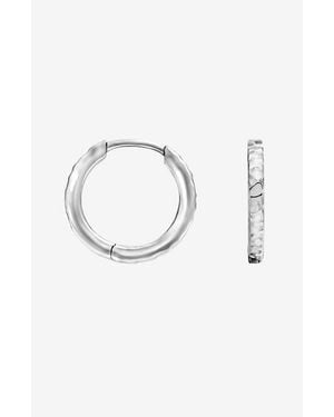 Dower & Hall Medium Hammered Nomad Huggie Hoops - Blue