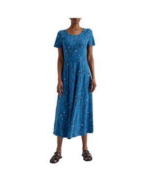 Seasalt Cornwall Veronica Floral Stretch Organic Cotton Midi Dress - Blue