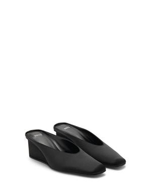 Mango Square Toe Wedge Mule - Black