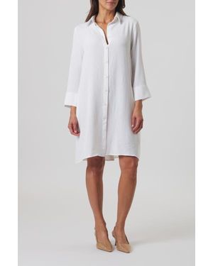 Franne Golde Lido A-Line Shirt Dress With Pockets - White