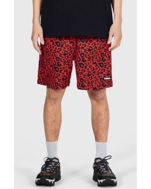 Pleasures Leopard Print Active Shorts - Red