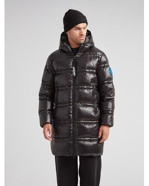Jacket R4D Tramline Hooded Long Puffer Coat - Black