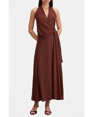 EVER NEW Aaliyah Faux Wrap Halter Maxi Dress - Red