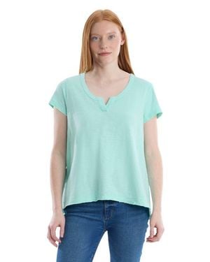 Wilt Short Sleeve Placket Hi-Lo Tee - Green