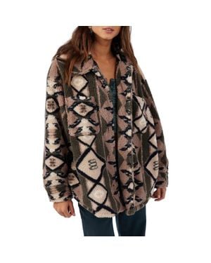 O'neill Sportswear Heath Geo Print High Pile Fleece Jacket - Brown