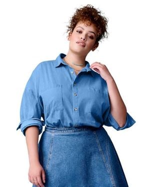 June + Vie Chambray Blouse - Blue