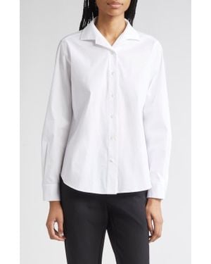 Lafayette 148 New York Notch Collar Blouse - White