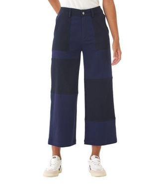 Threads For Thought Pamela Patchwork Wide Leg Crop Pants - Blue